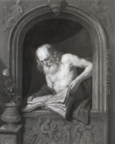 St. Jerome Reading At A Casement Oil Painting by Gerrit Dou