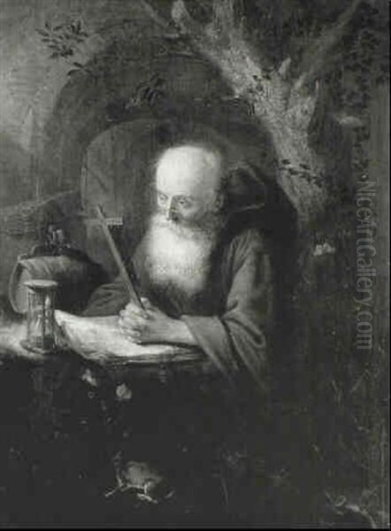 Hermit Saint At Prayer Oil Painting by Gerrit Dou