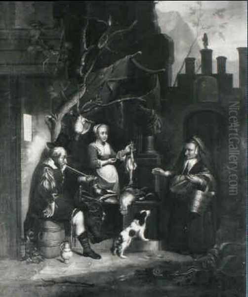 The Game Seller Oil Painting by Gerrit Dou