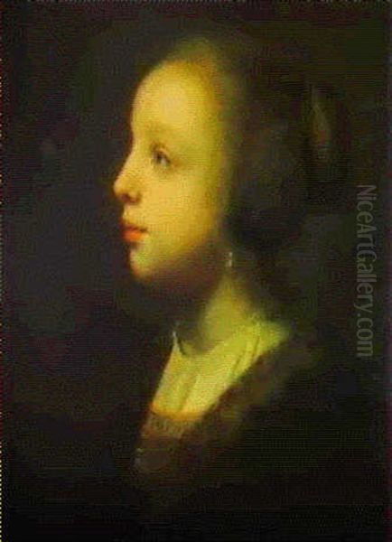 Tete De Jeune Fille Oil Painting by Gerrit Dou