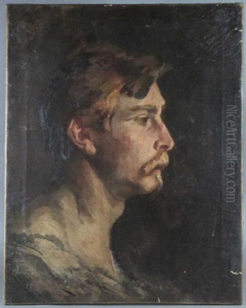 Portrait D'homme Barbu De Profil Oil Painting by Cecile Douard