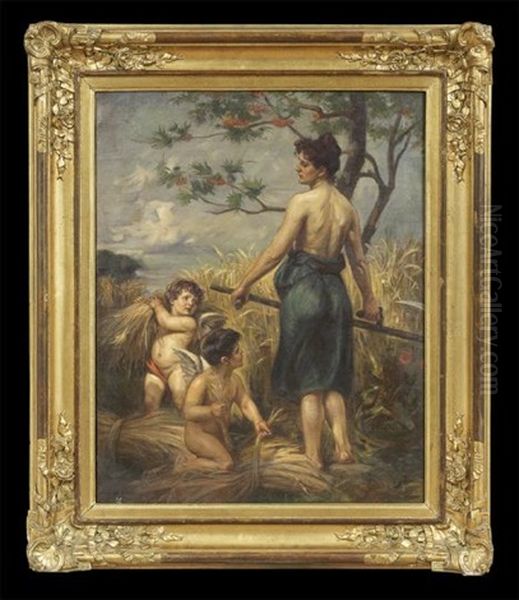 Allegory Of Harvest Oil Painting by Franz Bohumil Doubek