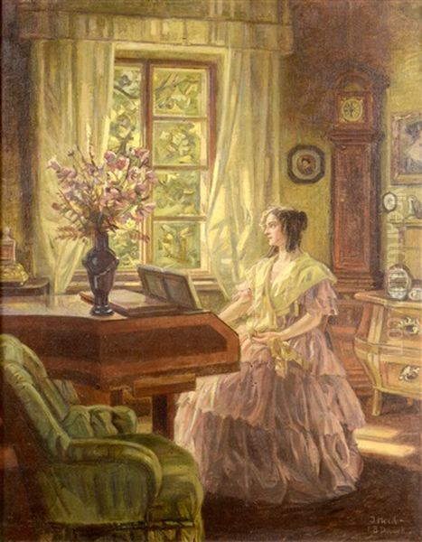 By The Piano Oil Painting by Franz Bohumil Doubek