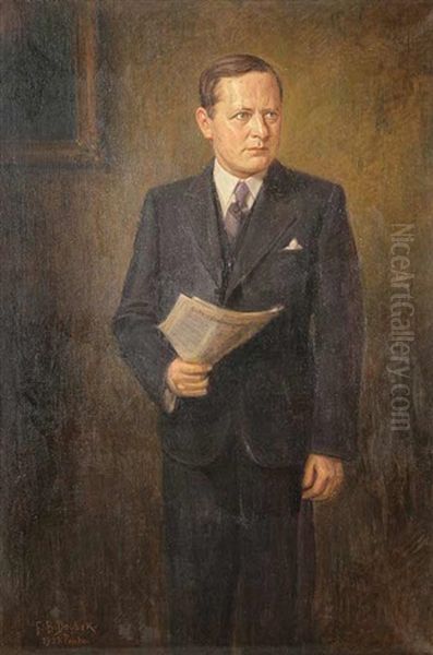 A Portrait Of Prof. Jaroslav Alois Malkovsky Oil Painting by Franz Bohumil Doubek