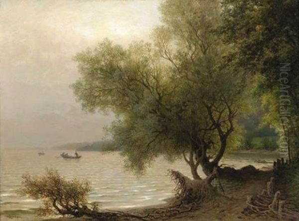 Les Pecheurs Sur Le Lac Oil Painting by Nikolai Nikonorovitch Doubovskoi