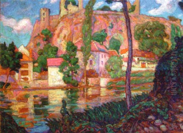 Paysage A La Riviere Oil Painting by Henri Doucet