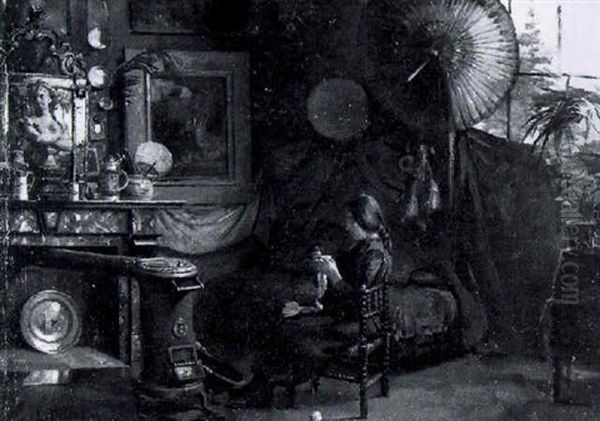 Scene D'interieur Oil Painting by Henri Lucien Doucet