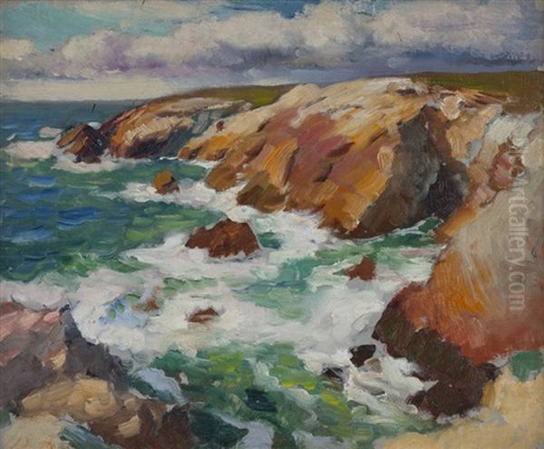 Rocky Coastal Oil Painting by Paul Dougherty