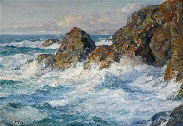 Rocks And Surf Oil Painting by Paul Dougherty