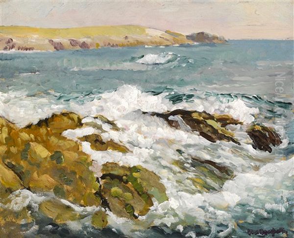 Waves On A Rocky Coast Oil Painting by Paul Dougherty