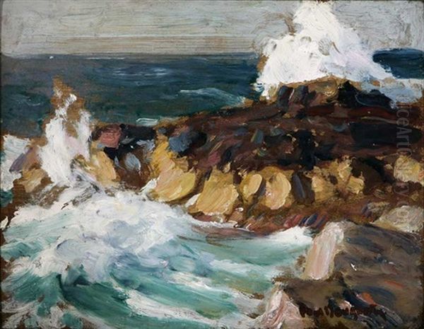 Rocks And Surf Oil Painting by Paul Dougherty