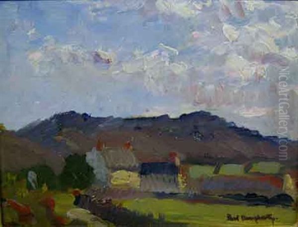 Houses In A Landscape Oil Painting by Paul Dougherty