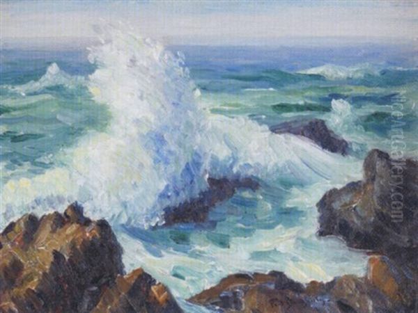 Laguna Rocks (crashing Waves) Oil Painting by Paul Dougherty