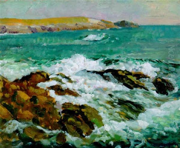 A Rocky Coast Oil Painting by Paul Dougherty