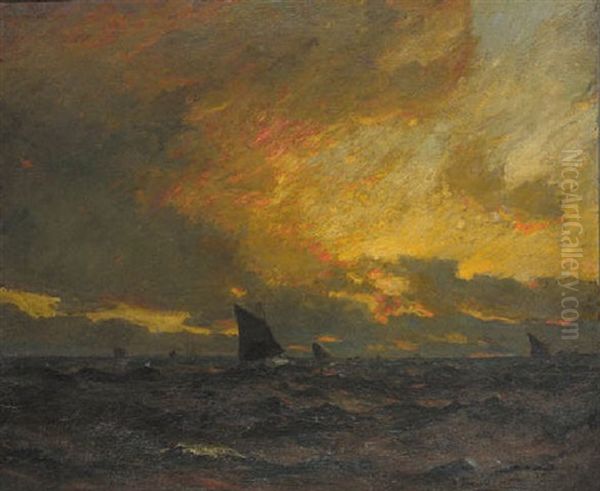 Sailing At Sunset Oil Painting by Paul Dougherty