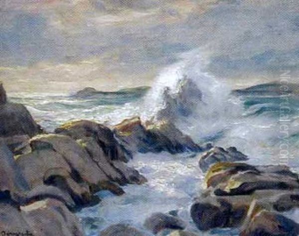 Seascape With Crashing Waves Oil Painting by Paul Dougherty