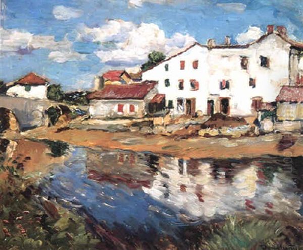 River Village Oil Painting by Paul Dougherty