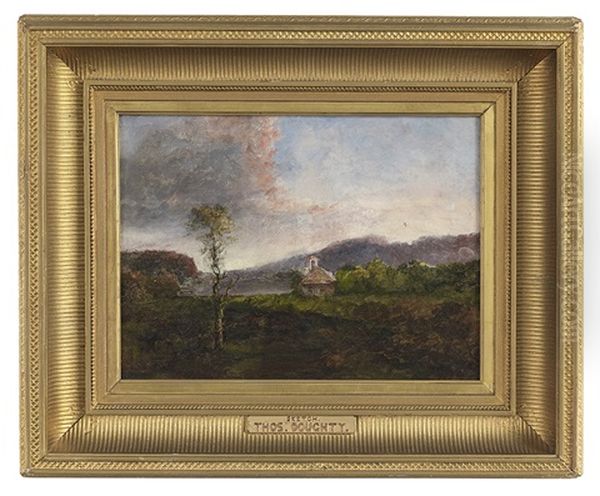 Sketch Of A Small Settlement Nestled Among The Mountains Oil Painting by Thomas Doughty