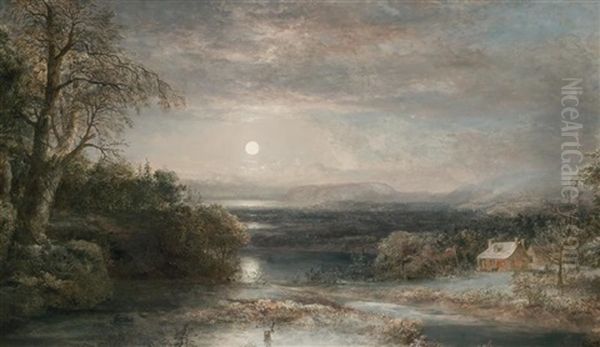 Evening On The Schuylkill Oil Painting by Thomas Doughty