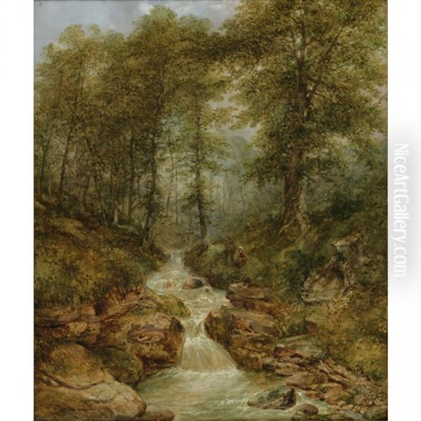 Rushing River Through A Ravine Oil Painting by Thomas Doughty