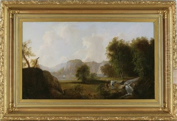 Two Fisherman At A Stream Oil Painting by Thomas Doughty