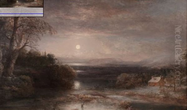 Evening On The Schuylkill Oil Painting by Thomas Doughty