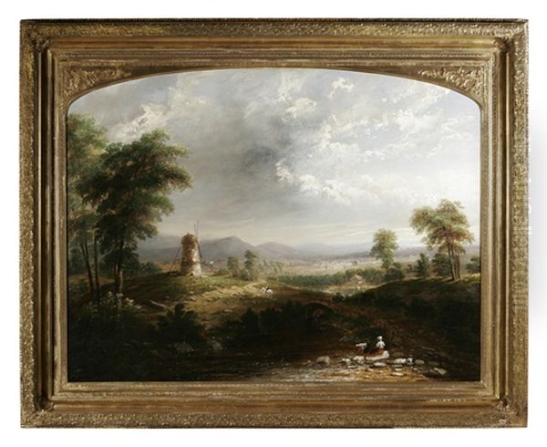 Landscape With Windmill Oil Painting by Thomas Doughty