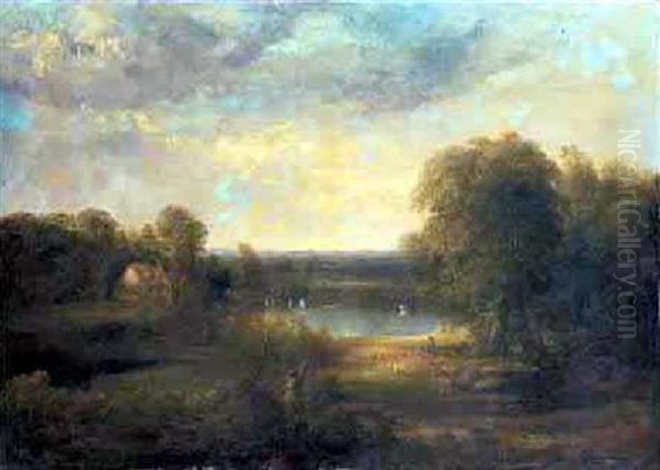 Hunter In A Landscape Oil Painting by Thomas Doughty