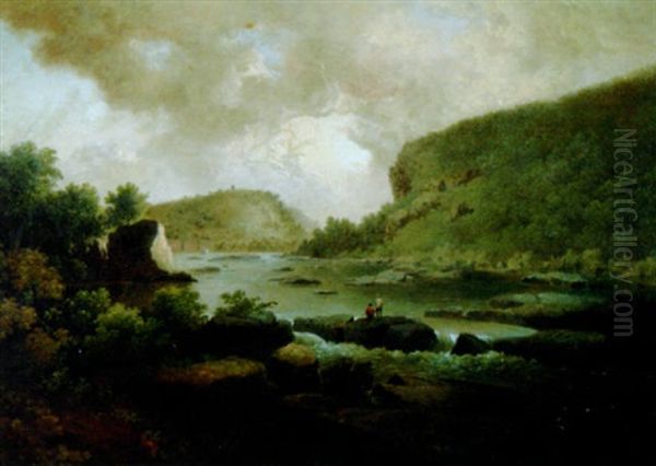 Mill With Figures By A River Oil Painting by Thomas Doughty