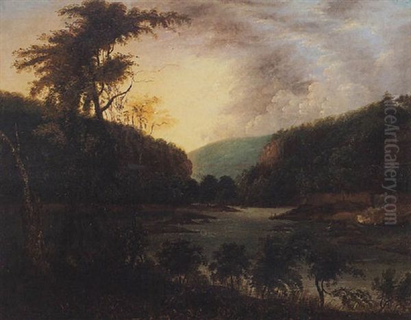 Stream With Foliate Banks And Dramatic Sky Oil Painting by Thomas Doughty