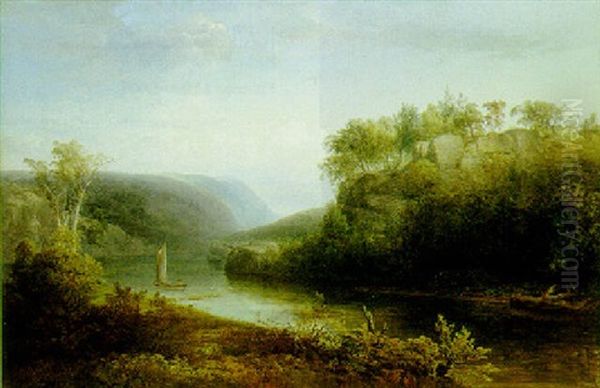 View On The Hudson Near West Point Oil Painting by Thomas Doughty