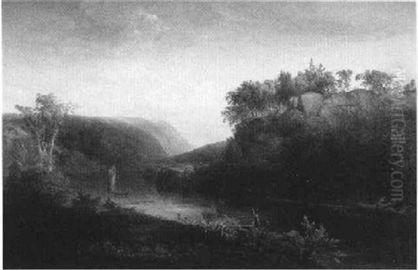 View On The Hudson Near West Point Oil Painting by Thomas Doughty