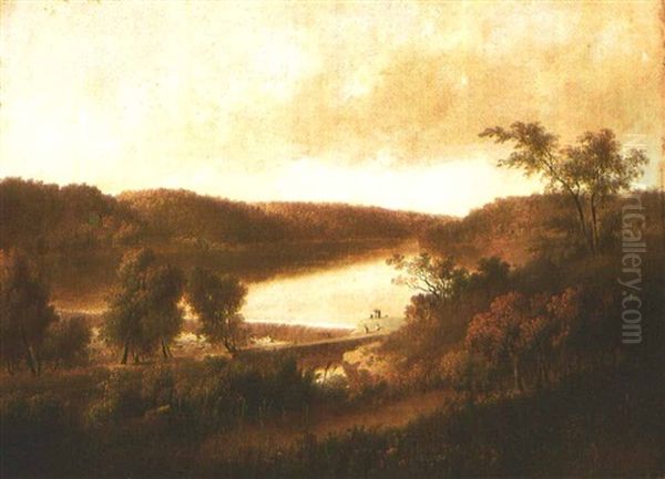 Landscape By The Dam Oil Painting by Thomas Doughty