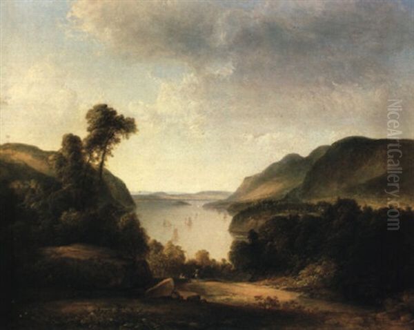 A View Of The Hudson Oil Painting by Thomas Doughty