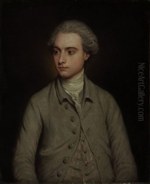 Portrait Of A Gentleman In A Grey Coat Oil Painting by William Doughty