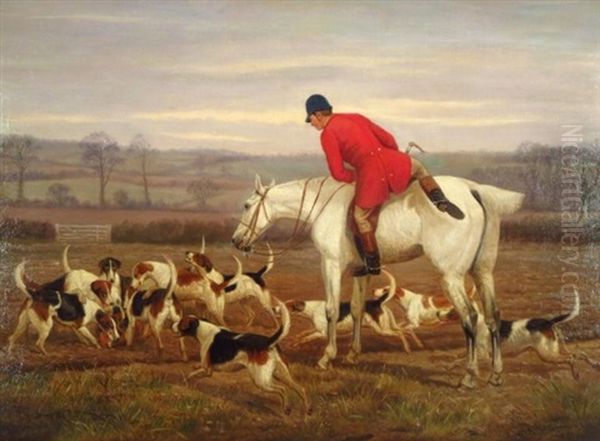 Fox Hunting And Hounds Oil Painting by Edward Algernon Stuart Douglas