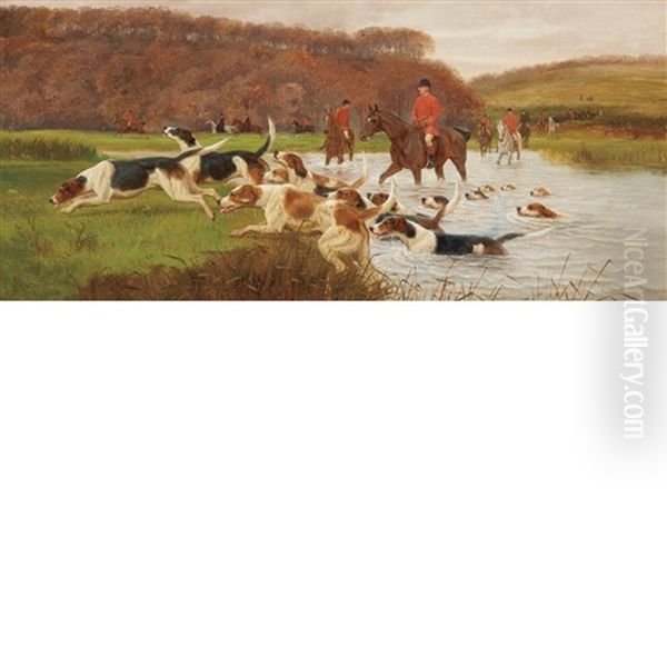 Crossing The Stream And The Conclusion (2 Works) Oil Painting by Edward Algernon Stuart Douglas