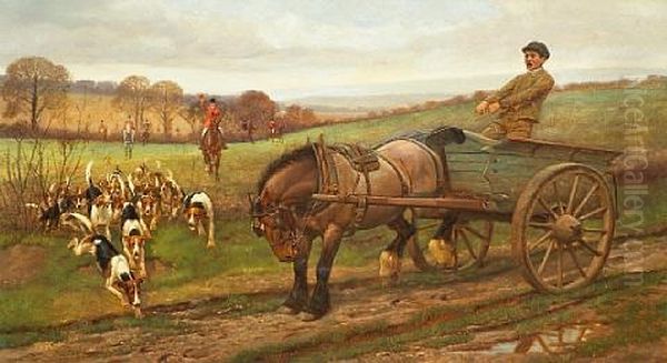 E'en Sober Dobbin Lifts His Clumsy Heel, And Kicks, Dis-dainful Of The Dirty Wheel Oil Painting by Edward Algernon Stuart Douglas