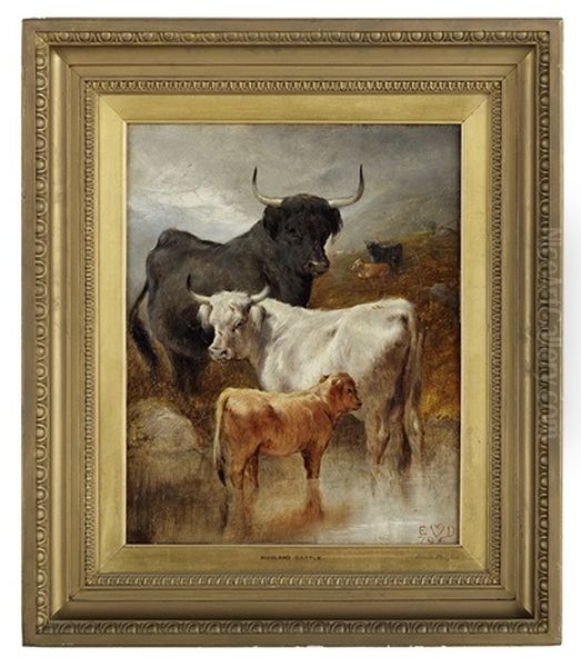 Highland Cattle Oil Painting by Edwin Douglas