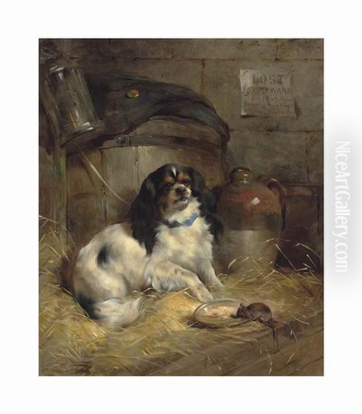 A Cavalier King Charles Spaniel Oil Painting by Edwin Douglas