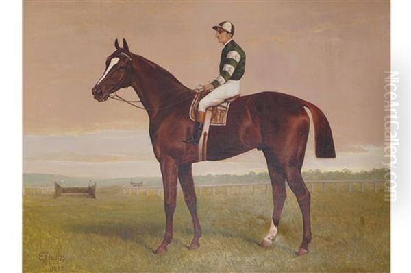 Racing Horse Oil Painting by Edwin Douglas