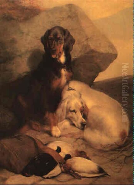 Resting After The Day's Hunt Oil Painting by Edwin Douglas