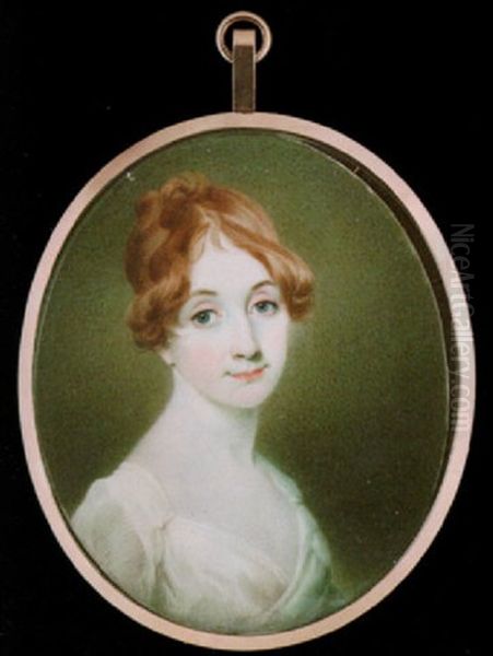 A Portrait Of Isabella Gordon With Short Curled Blond Hair Oil Painting by William Douglas