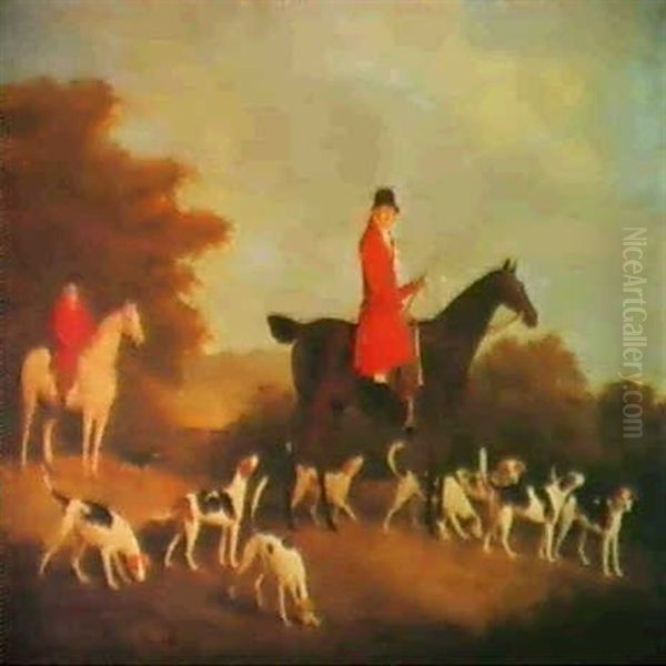 John, 12th Lord Elphinstone On His Favourite Hunter,        Burgundy, Surrounded By His Hounds Oil Painting by William Douglas