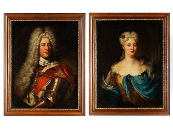 Portrait Des Kurfursten Karl Iii. Philipp Von Der Pfalz-neuburg (+ Portrait Seiner Gemahlin Grafin Violante Maria Theresa Von Thurn Und Taxis; Pair) Oil Painting by Jan Frans van Douven