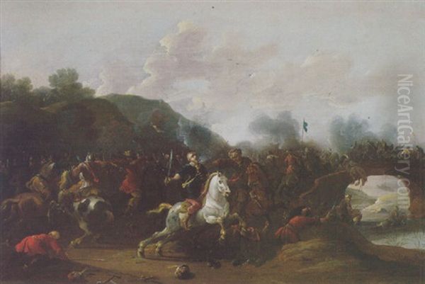 Scene De Bataille Contre Les Turcs Oil Painting by Simon Johannes van Douw