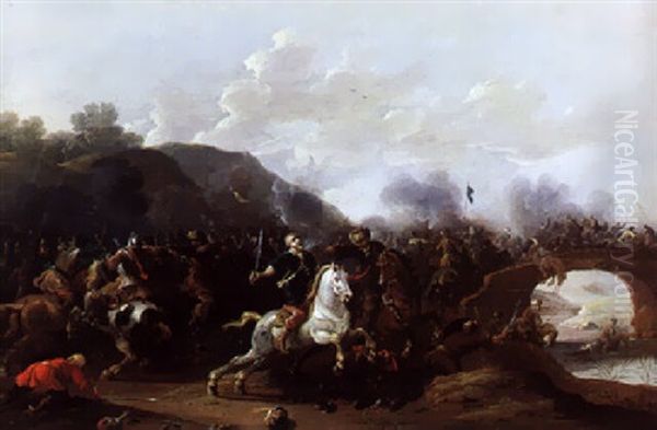 La Charge De La Cavalarie Turque Oil Painting by Simon Johannes van Douw