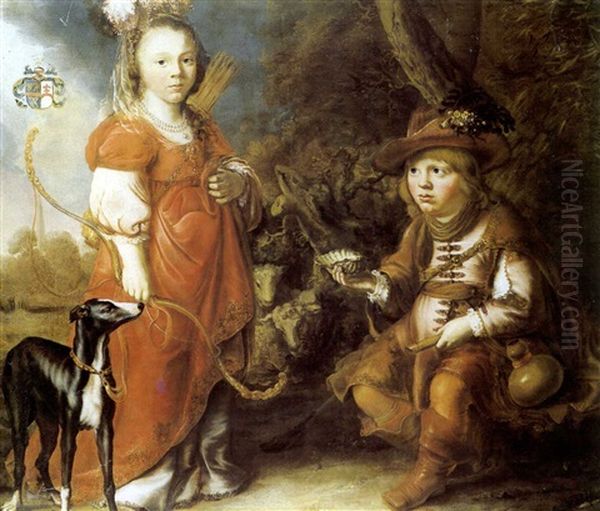 Portrait Of A Girl And A Boy As Granida And Daifilo Oil Painting by D. J. de Douwe