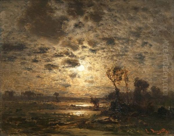 Mondscheinlandschaft Oil Painting by Louis Douzette