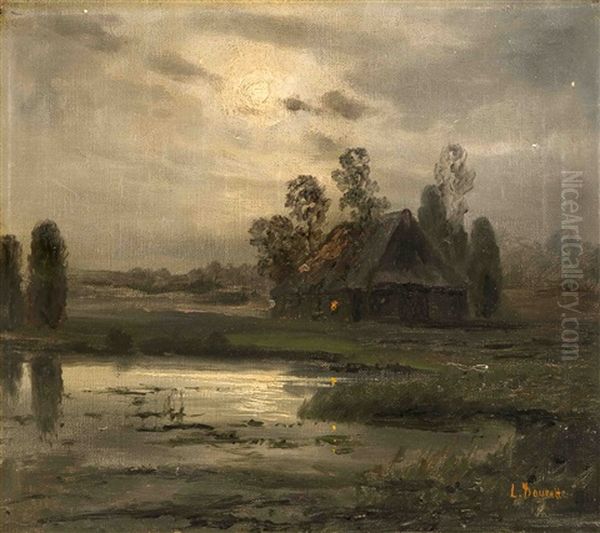 ) Nachtliche Landschaft Mit Kate Oil Painting by Louis Douzette